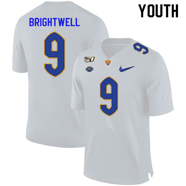 2019 Youth #9 Saleem Brightwell Pitt Panthers College Football Jerseys Sale-White